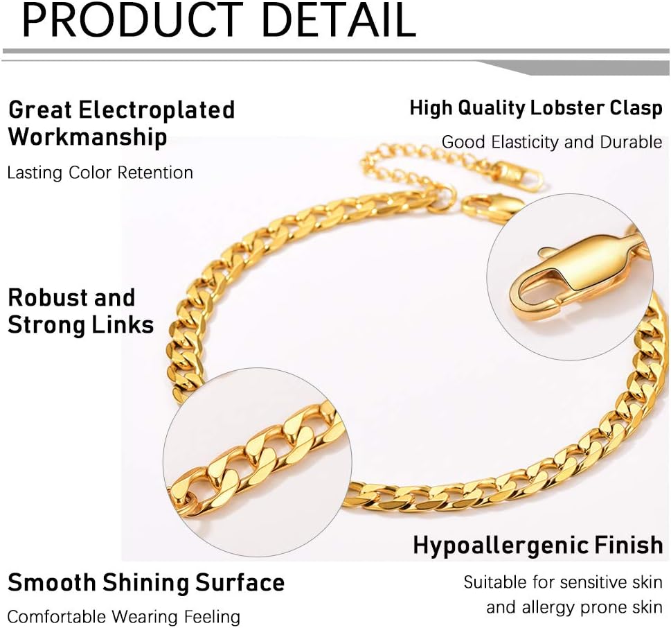 PROSTEEL Stainless Steel Chain Anklets for Women, Silver/Gold Tone, Ankle Bracelets Hypoallergenic, 8-10.5 Inch Adjustable, Come with Box - Image 4