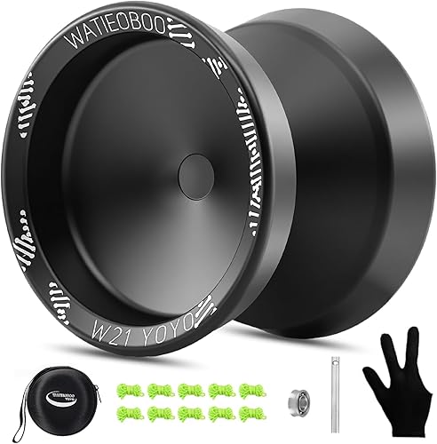 Miniatura 13 de WATIEOBOO Juego de 2 piezas YoYo (P02 yoyo + Yoyo de camuflaje de metal profesional W21), Yoyo de modo dual (yoyo sensible y yoyo lento), ideal para