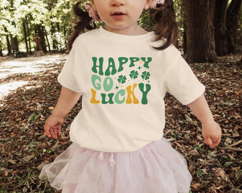 St Patrick's Day Kids Shirt Happy Go Lucky T Shirt Lucky Graphic Shirts for Toddler Baby Girl Short Sleeve Tops4