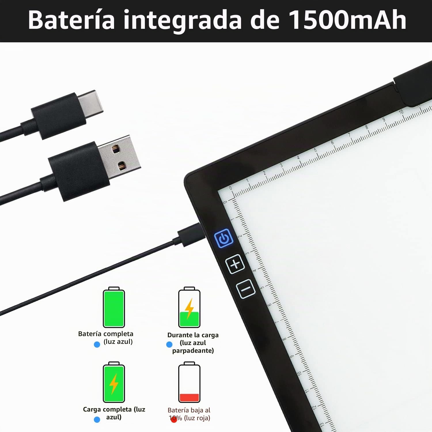 Placa LED inalámbrica A4 con soporte innovador y clip, caja de luz recargable con batería, regulable continuamente, 6 niveles de brillo, panel luminoso inalámbrico para trazar, deshierbar, vinilo