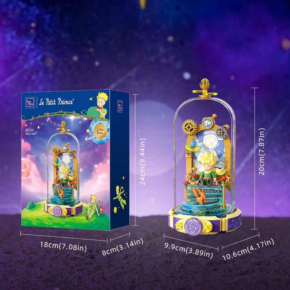 PAN TASY Le Petit Prince Set de Bloques de Construcción Puerta Estrellada Modelo Creativo DIY con Minifigura y Cubierta de Alta Transparencia para Adultos y Niños