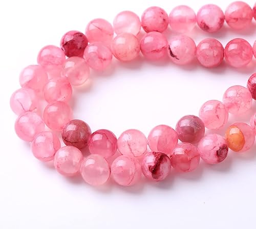Miniatura 3 de Cuentas sueltas redondas de gemas naturales, cuentas de cristal de piedra energética para hacer joyas 15" (Cristales de cuarzo de fresa, jades, 6MM)