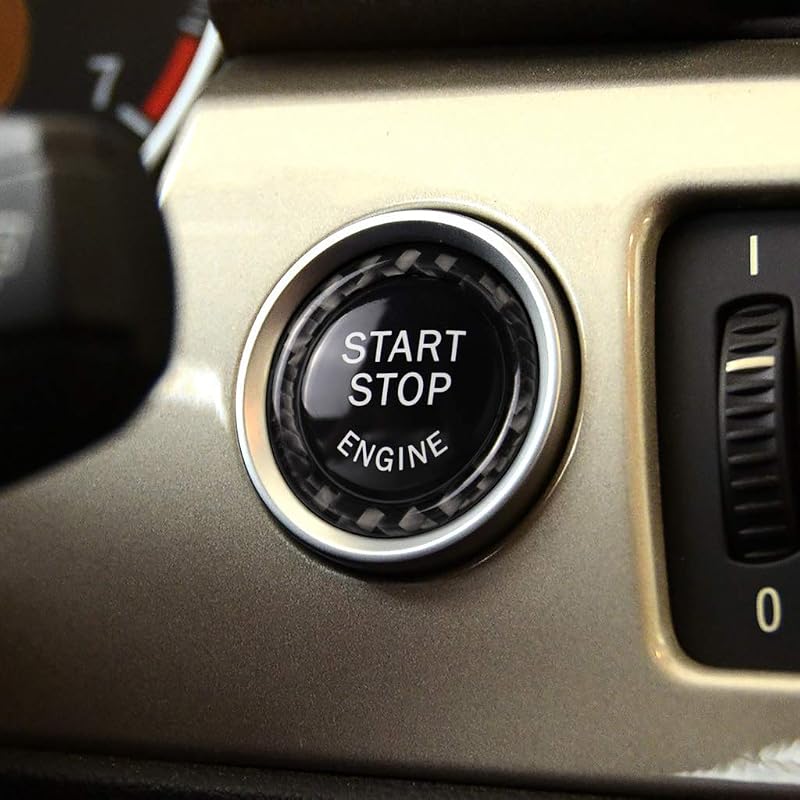 Capa para botão de partida Start Stop em fibra de carbono Fobren para BMW Série 3 E90 E92 E93 Style B