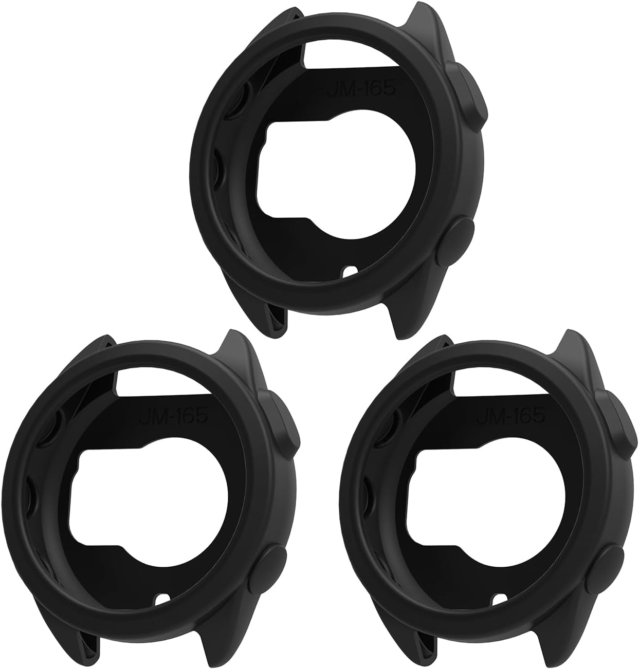 3 Pack Watch Cases Cover Compatible with Garmin Forerunner 165 Smartwatch Accessories Silicone Protective Case Flexible (Black)