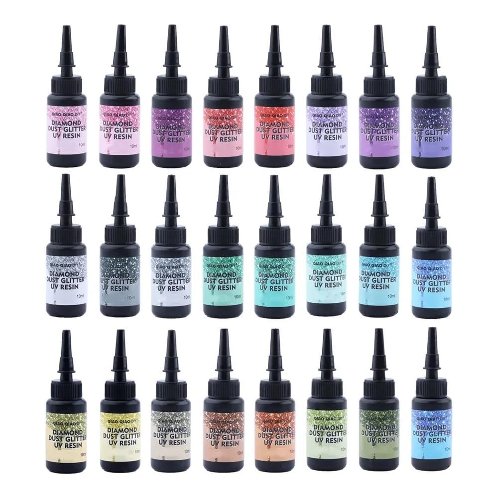 Levin 24 Colors 10ML Colored UV Resin Glitter UV Glue Diamond UV Resin Fast Curing Shaped for DlY Resin Crafts Jewelry