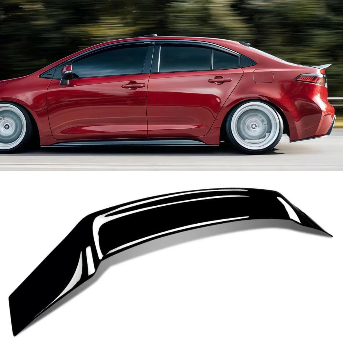 Rear Spoiler Compatible with 2020-2026 Toyota Corolla, Glossy Black R Style Trunk Exterior High Kick Tail Deck Lid Wing Lip Splitter Fit for 2020 2021 2022 2023 2024 2025 2026 4-Door