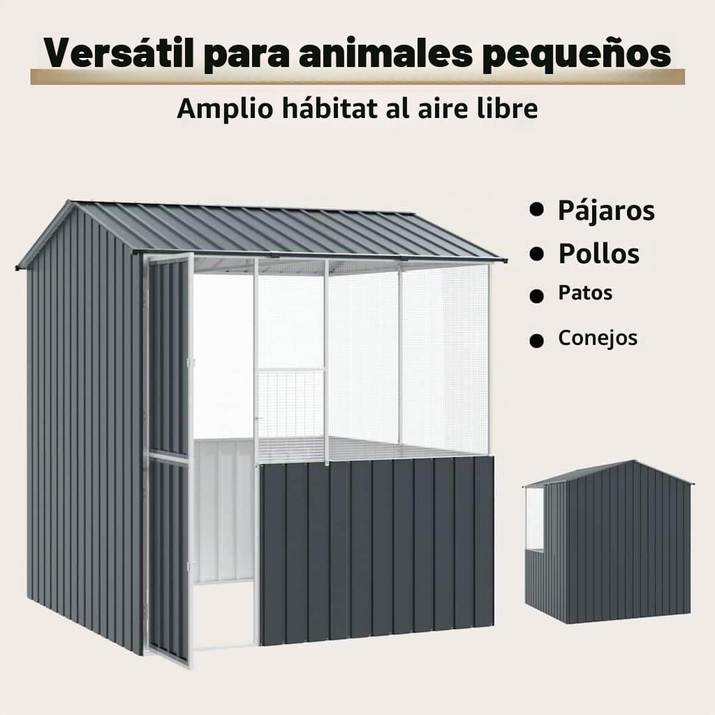 vidaXL Jaula para Aves Antracita 215 x 209 x 230 cm Acero Galvanizado, Aviario Rectangular Grande, Moderno y Resistente, Ideal para pájaros en jardín o terraza, Color Antracita
