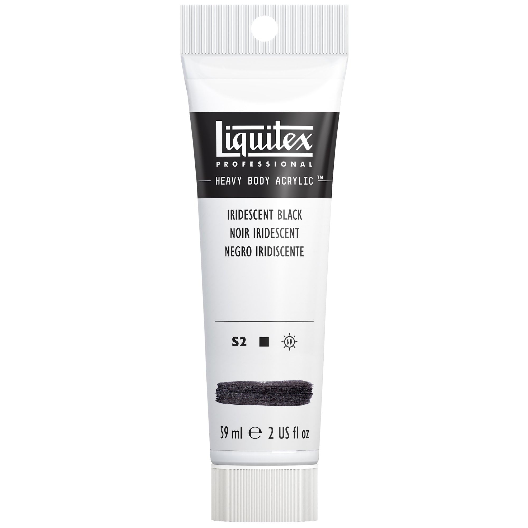 LIQUITEX 1045338 Professional Heavy Body acrylic paint with artistic quality with light resistance, buttered texture, tube 59 ml - Iridescent Black — image 1