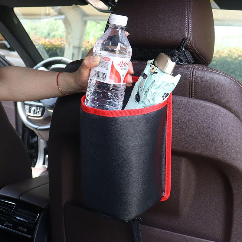 Automaze Car Organizer Back Seat, Waterproof Hanging Basket Organizer, Storage Bag for Toys, Universal for Most Cars SUVs and Trucks (Black With Red Lining)-image-39