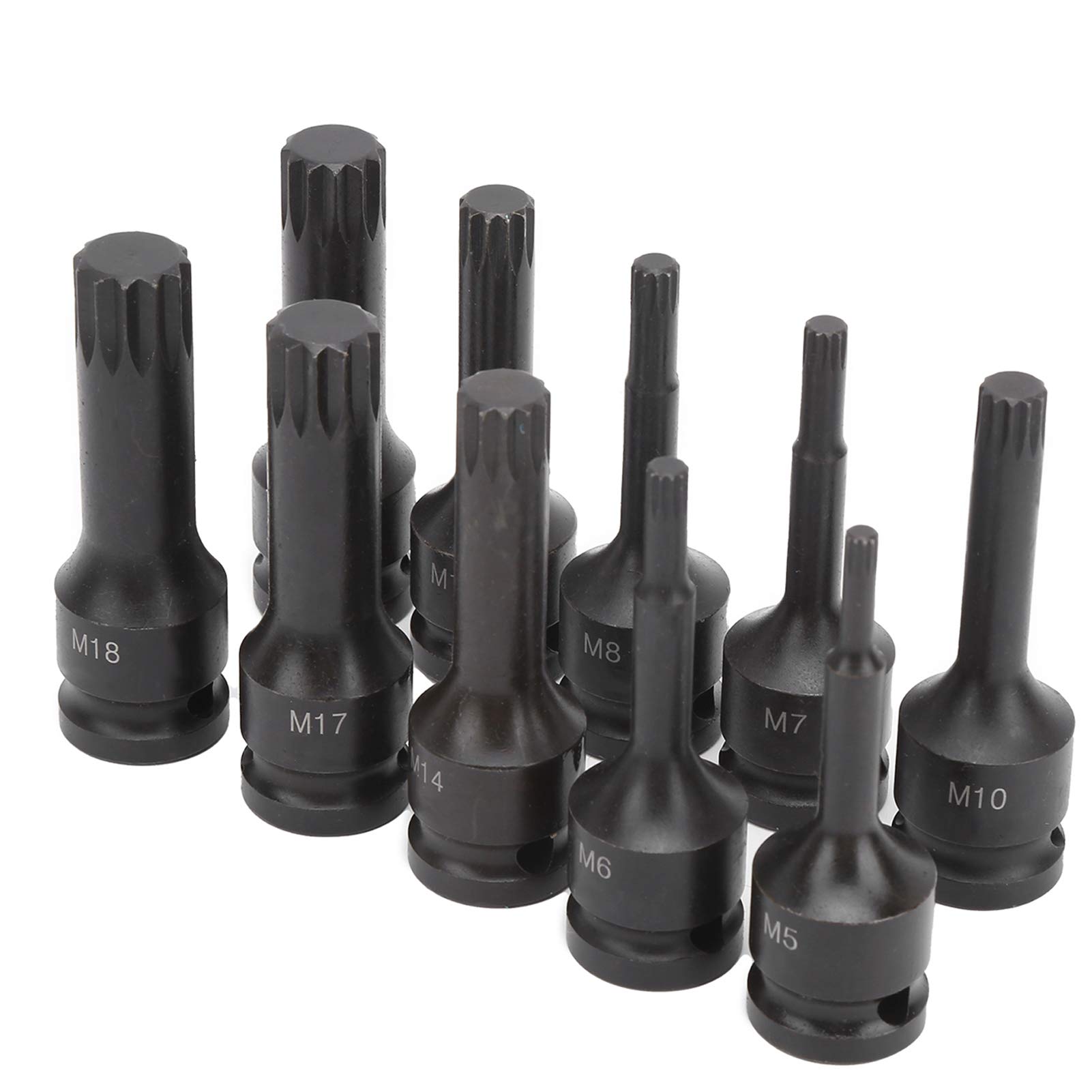 Set di punte a bussola quadrate da 10 pezzi 1/2 pollice strumento per bussole a percussione in acciaio al cromo molibdeno coppia elevata antiruggine per riparazioni