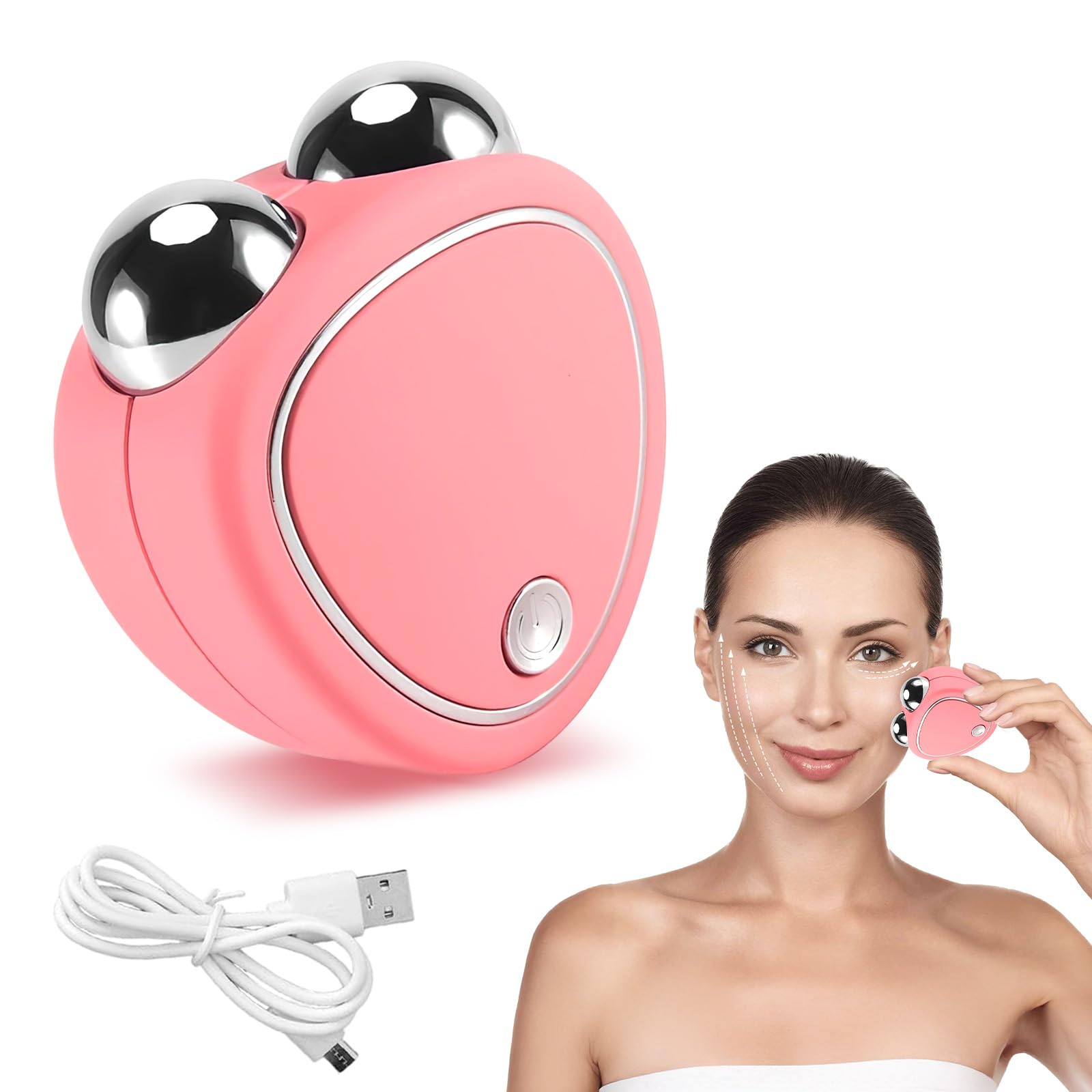Masajeador Facial, Dispositivo Facial con Miniatura Portátil, Radiofrecuencia Facial de Tres Ajustes con Microcorriente, Elimina Eficazmente Lineas Arrugas, Mejora Contorno Facialy