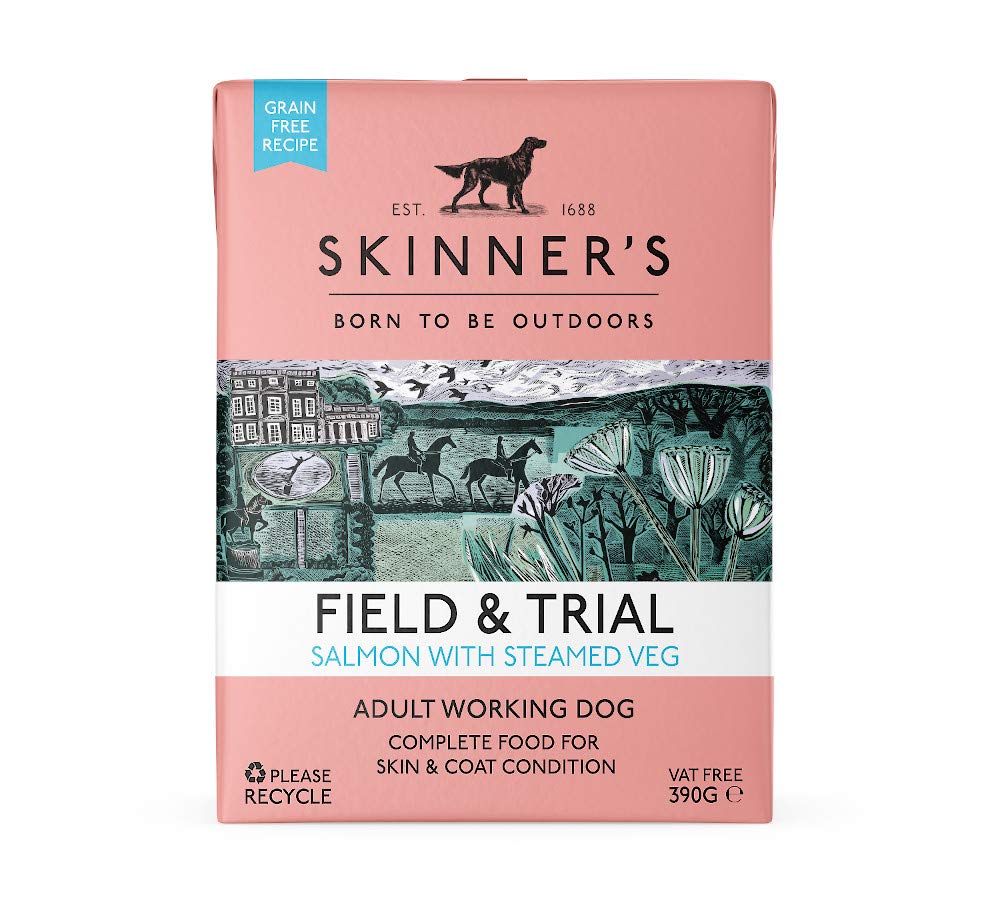 Skinner's Field & Trial Salmon & Steamed Veg - Adult Wet Dog Food, Omega 3, 390g (Pack of 18)