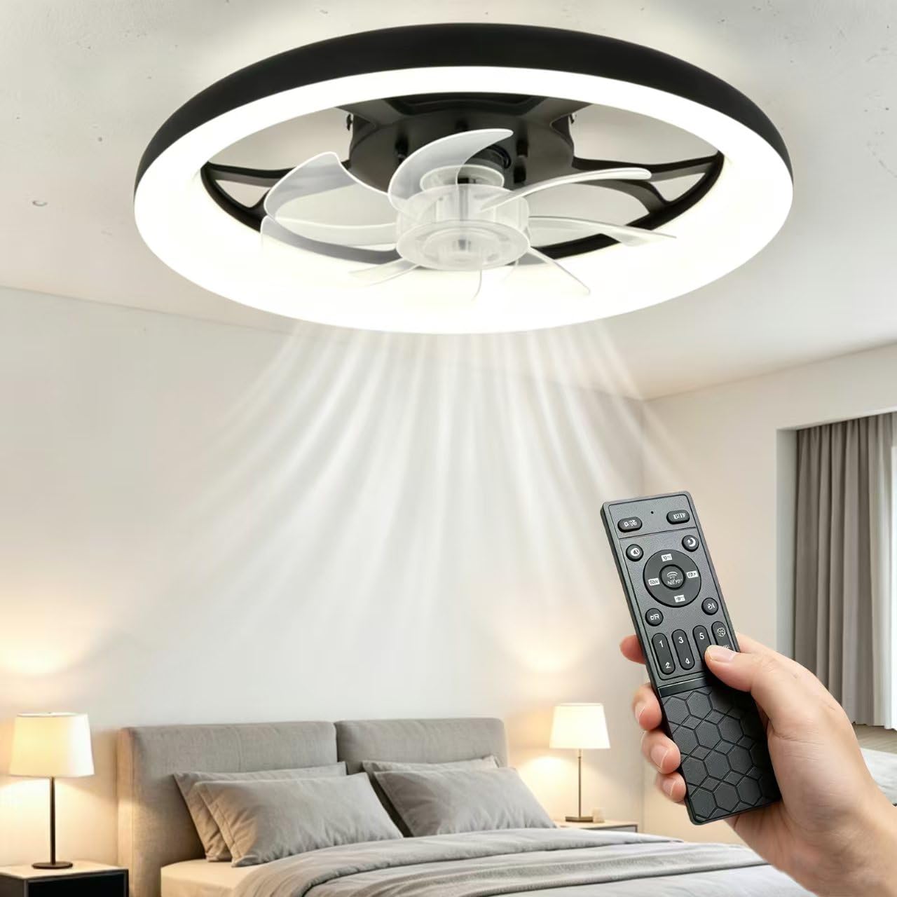 Amazon.co.jp : Aerlifeシーリングファンライト 無段階調光 12畳 led
