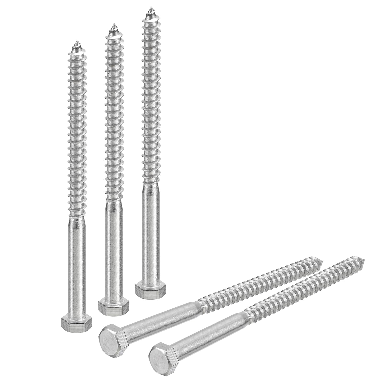 QUARKZMAN 25Pcs Vis Hex Tête Vis à Bois 3/8" x 6" 304 Acier Inoxydable