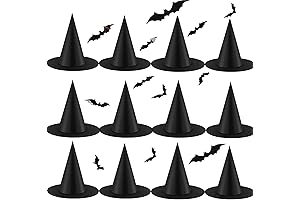 12-Piece Festive Witch Hat and Bat Decoration Set
