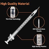 Vista 3 de Jeringa U-100 de 1/2ml con aguja, jeringas de 31G 5/16" 8mm 1/2cc, paquete individual desechable, paquete de 20