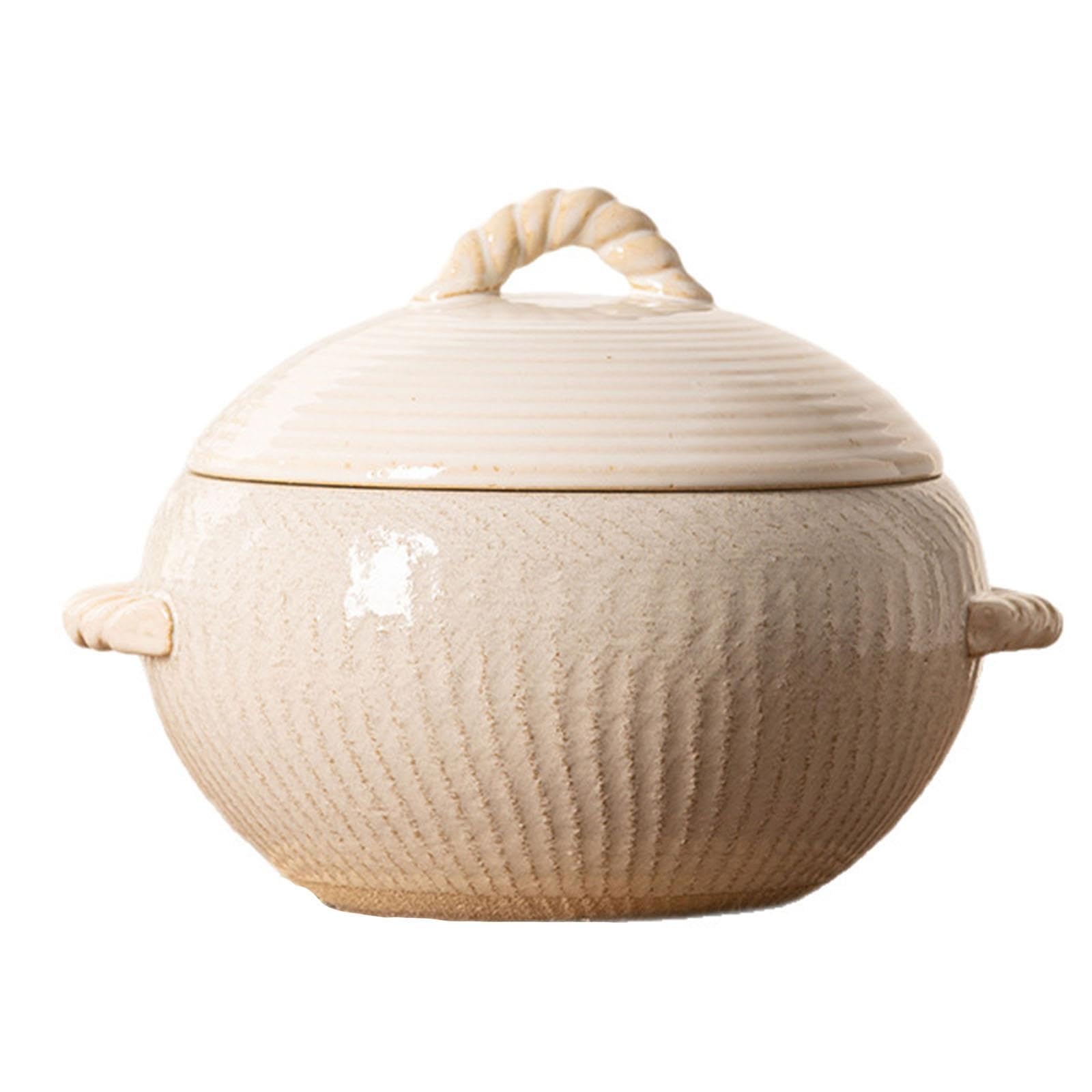 Pot japonais en argile de 3000 ml, pot en pierre, avec couvercle