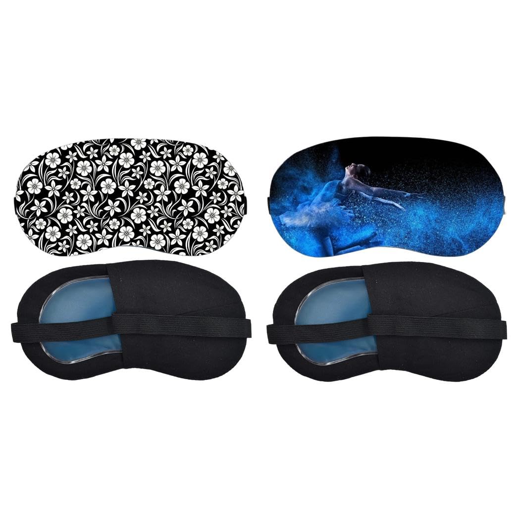 Aoxeria Monochrome Floral Pattern, Blue Spirit Horse Sleeping Mask Combo, Soft Comfortable Light-Blocking Eye Cover for Women, Men & Kids, Reusable Blindfold for Night Sleep, Nap, Travel (Pack of 2)-image-39