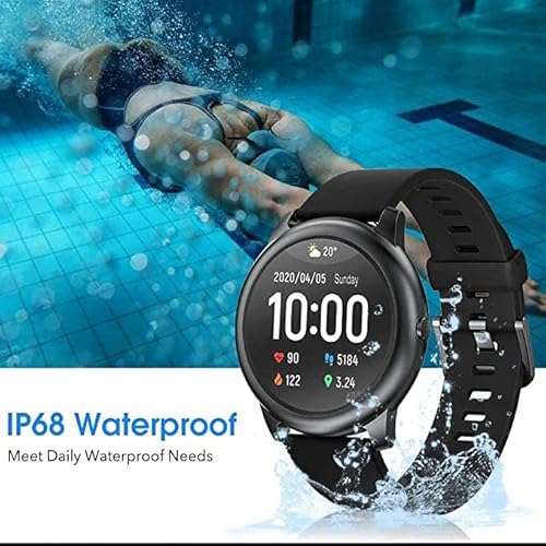 Haya-Luo Smart Watch - Fitness Tracker for Men & Women - Heart Rate Monitor, Compatible with Ap ple iOS iPhone-one/An -droid (46mm), Bluetooth - Black
