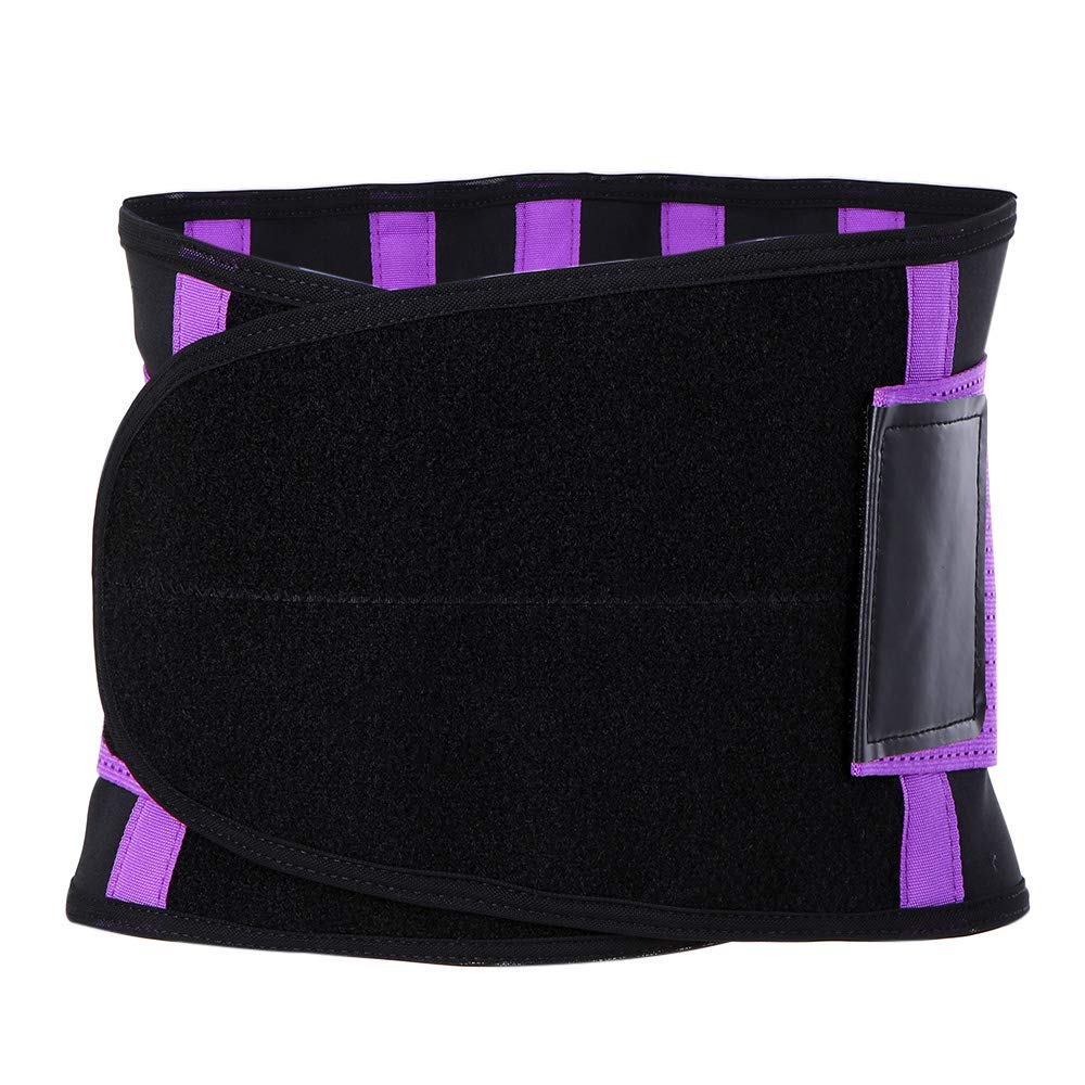 Decdeal Fitness Workout Waist Support Belt Adjustable Belly Abdomen Trimmer Sports Waist Brace Support Running Yoga Waist Compression Strap Purple-image-19