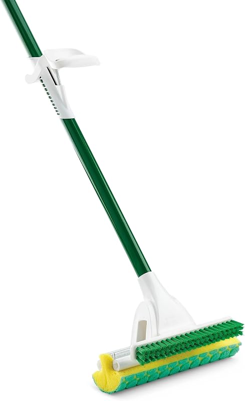 Sponge Mop with Built-in Scrub Brush, Heavy-Duty for Deep Cleaning, Durable Handle, Ideal for Tile/Marble/Wood Floors