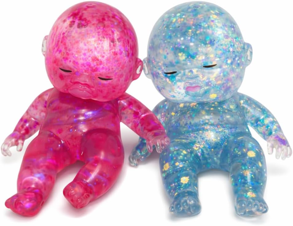 2PCS Baby Squishy Glitter Slow Rising, Squishy Babies Sensory Fidget for Stress Relief, Soft Cute Squeeze, Desk Decor & Gift