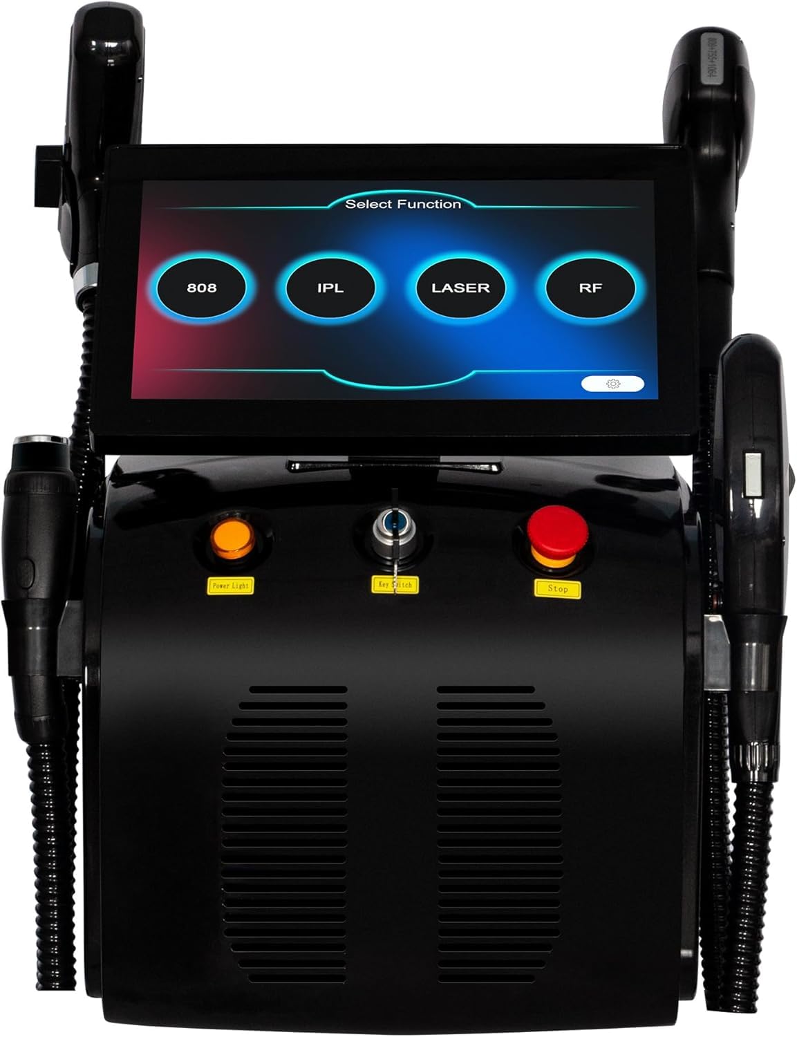 Dispositivo multifunzione 4 in 1 ad alta potenza per epilazione laser, rimozione dei peli e rimozione tatuaggi con laser a picosecondi, adatto per uso domestico/salone (nero).