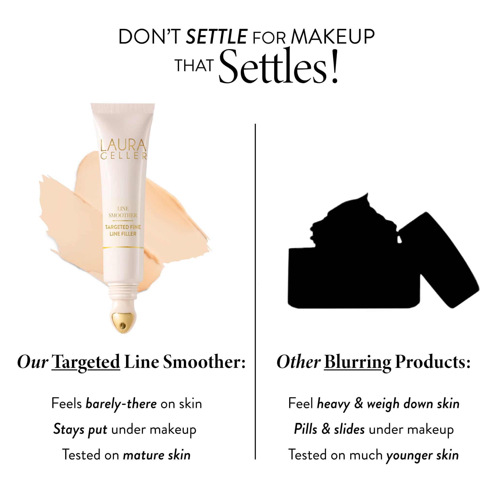 LAURA GELLER Line Smoother Mirated Fine Line Filler | Primer istantaneo per rughe e pori, leggermente colorato, con vitamina C e niacinamide per pelli mature