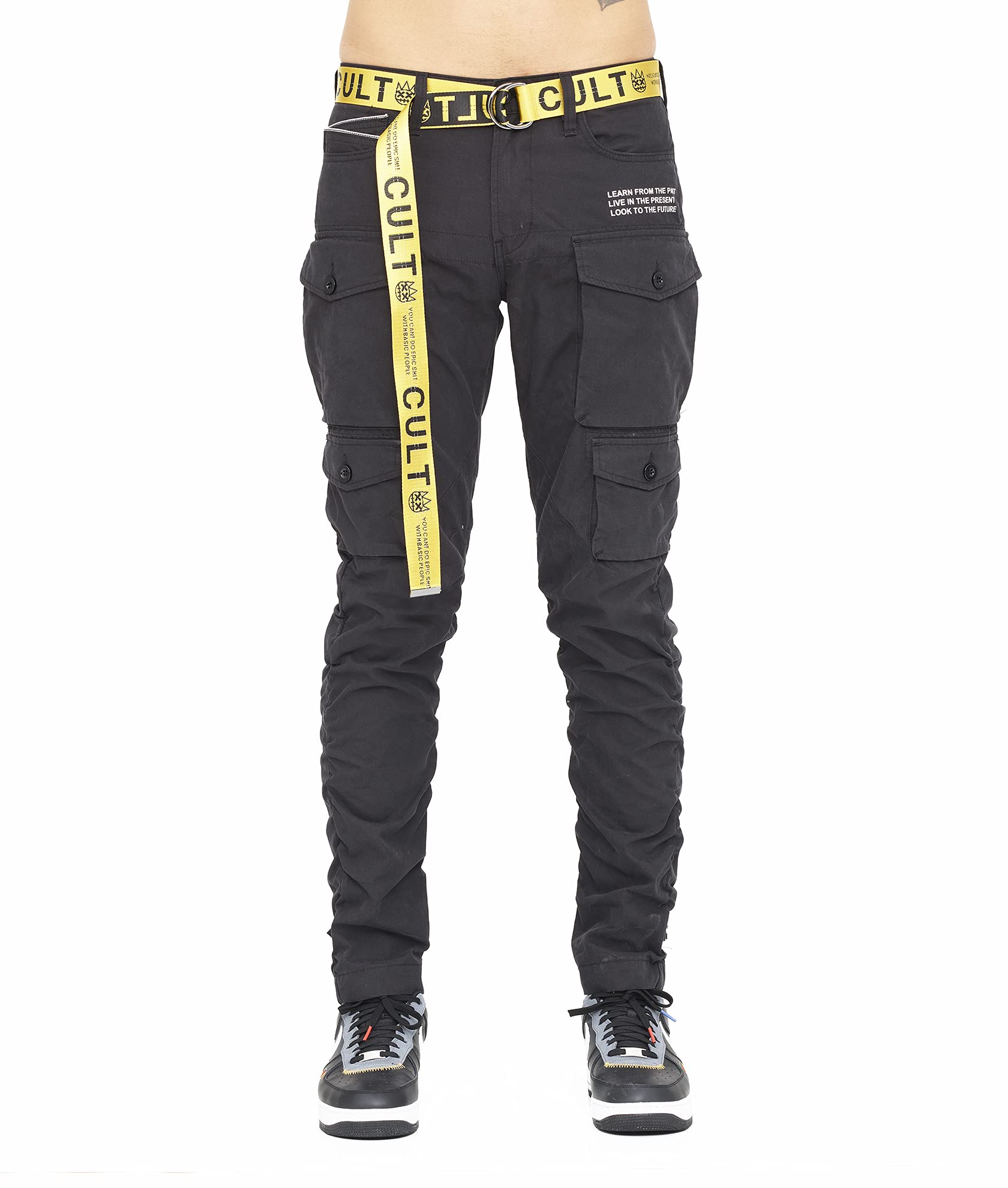 Cult of Individualitymens Rocker Cargo Belted Rigid Jeans