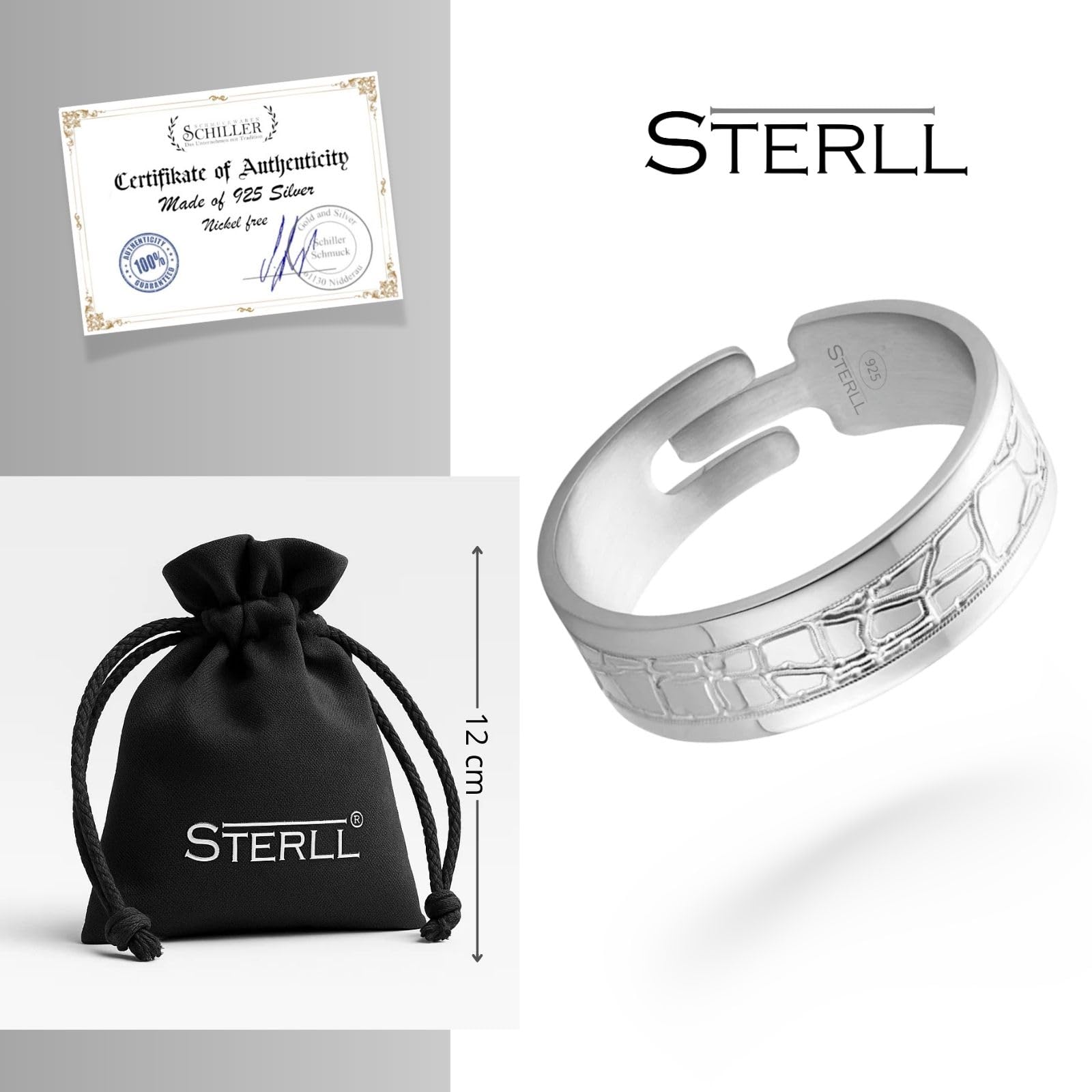 Espléndido Anillo Para Hombre En Plata De Ley 925 Con Tamaño Ajustable