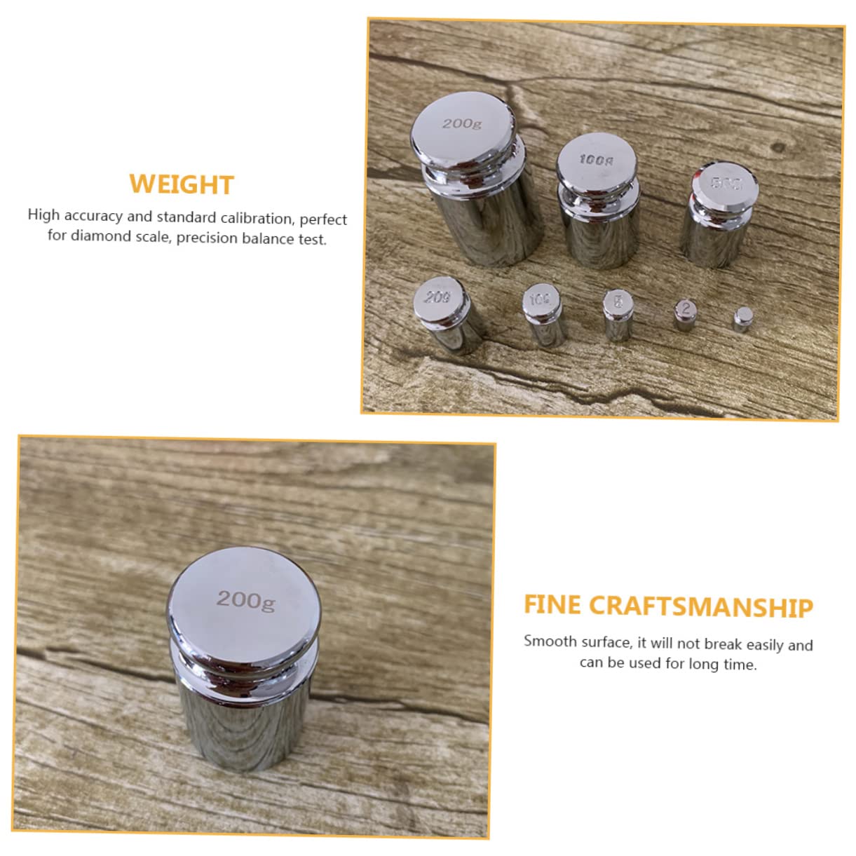 4pcs Calibration Weights Set Chrome-Plated Weights for Digital Scales Precision Calibration for Laboratory and Commercial Use Standard