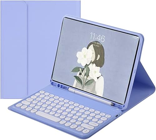 HENGHUI Funda para teclado Galaxy Tab S6 Lite de 10.4 pulgadas 20222020, linda llave redonda, teclado de color, inalámbrico, desmontable, con