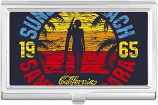 Coconut Tree Beach Illustration Pattern Business Card Holder Case Pocket Box Wallet