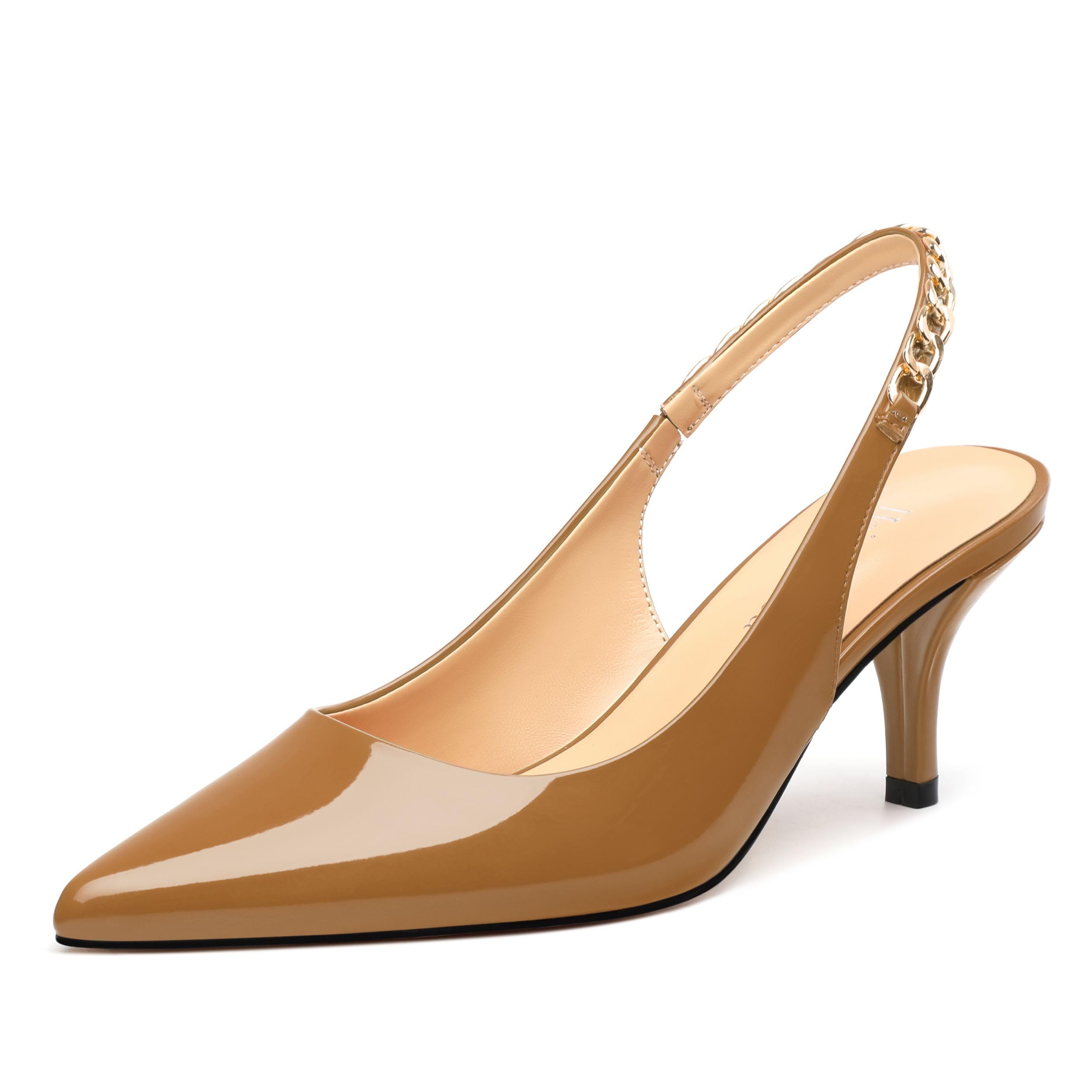 Heisnemca Women's Pumps Patent Pointed Toe High heels Ankle Strap Slingback Stilettos Sandals Party Office Heeled Shoes 2.5 Inch