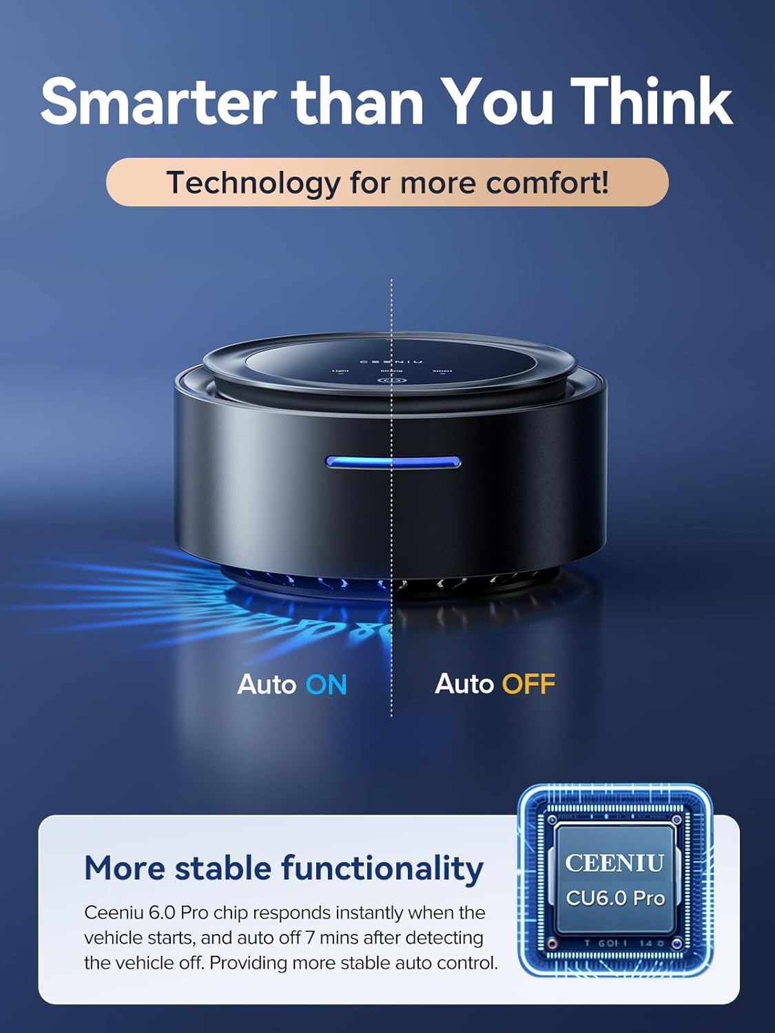 Ceeniu Smart Car air freshener, 2025 Ultra Wide Angle Ultrasonic Mist with Blue Aurora Car freshener, Magnetic Design, Auto On/Off, Powerful Built-in Battery, CF11 Ocean Scent - Image 4