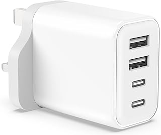 40W USB C Charger Plug for iPhone 15 14 13 12 11 Pro Max SE XS XR 8 Plus, iPad, Samsung Galaxy, Huawei, Tablet, 4-Port Fast Multi UK USBC Charging Adaptor Type C PD Power Wall Adapter 4U 2