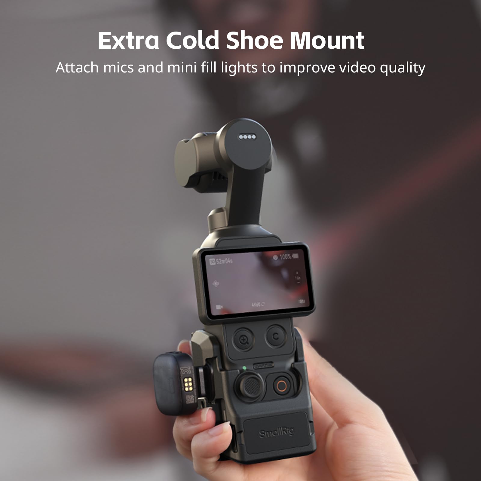 SMALLRIG Pocket 4/3 Aluminium-Schutzkäfig, Erweiterungsadapter-Zubehör für DJI Osmo Pocket 4/3, mit 1/4"-20-Gewindebohrungen, Blitzschuhhalterung, Magnetischen Schnellwechselschnittstellen - 6002