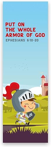 Miniatura 6 de Marcapáginas de la Biblia para niños, ponte la armadura completa de Dios, paquete de 25 marcadores cristianos de versículos bíblicos para niños para
