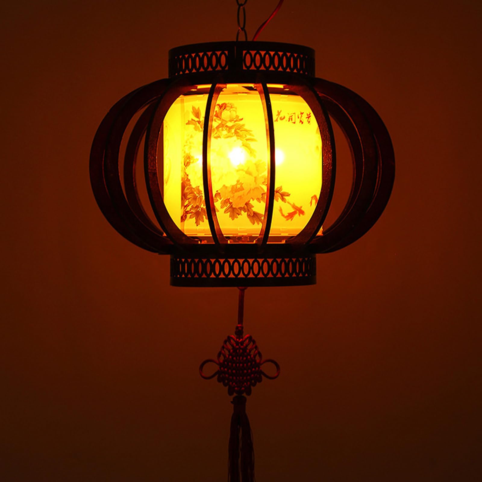 UPJAKS Decorativo Lanterna Girevole in Legno massello Lanterna elettrica Cinese Lampadario in Legno Lanterna Classica Rustica per la Decorazione della casa da tè del Balcone del Soggiorno Giardino