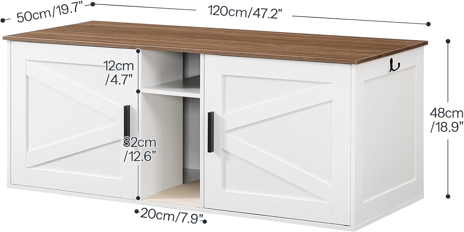 HOOBRO Double Litter Box Enclosure Bundle，Modern Cat Litter Box Furniture with Storage and Mat Design, 2 in 1 Hidden Litter Box Furniture with Shelf, WL78MW01-WH23MW01