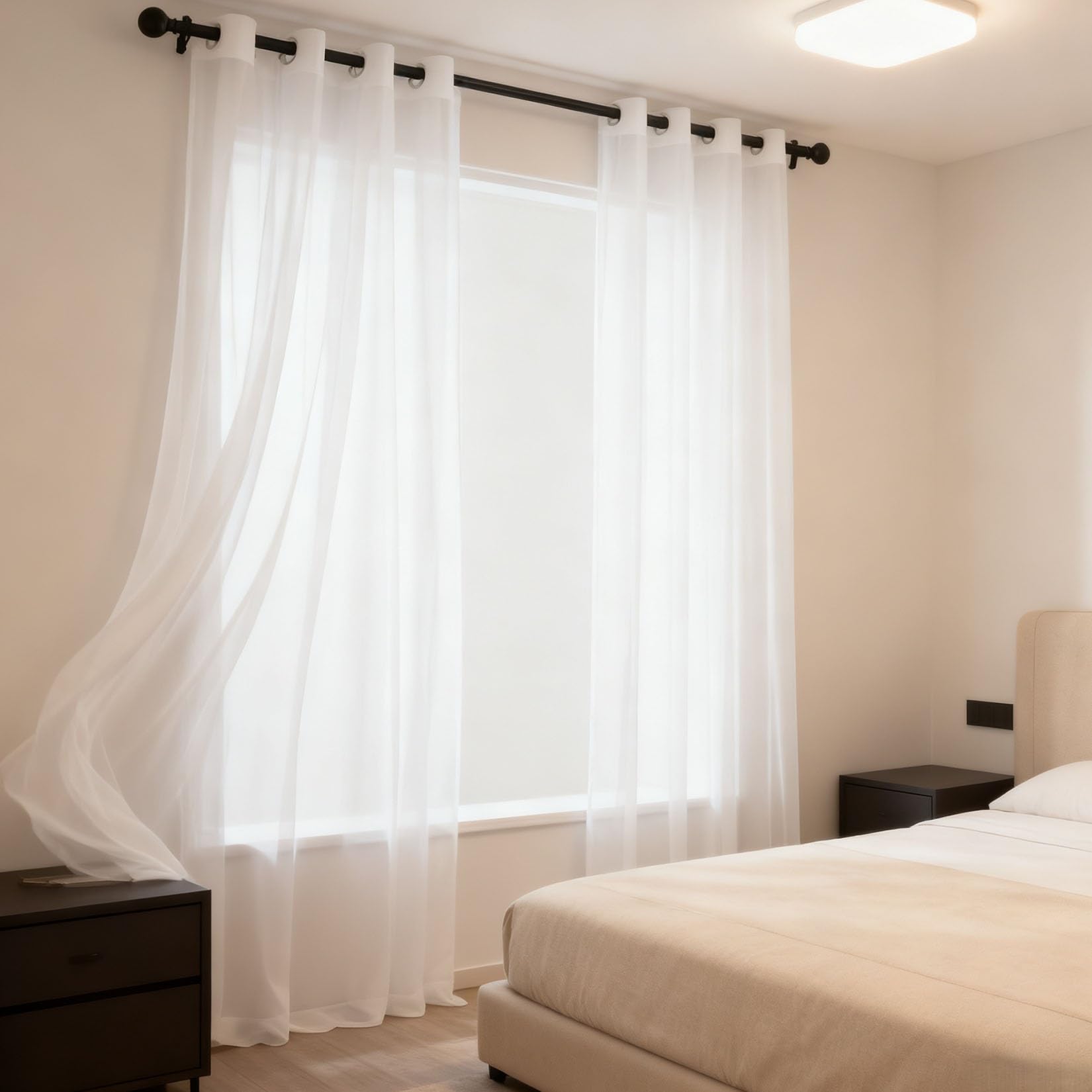 Visillos blancos de salón 80x191 cm de ojales para ventanas de comedor