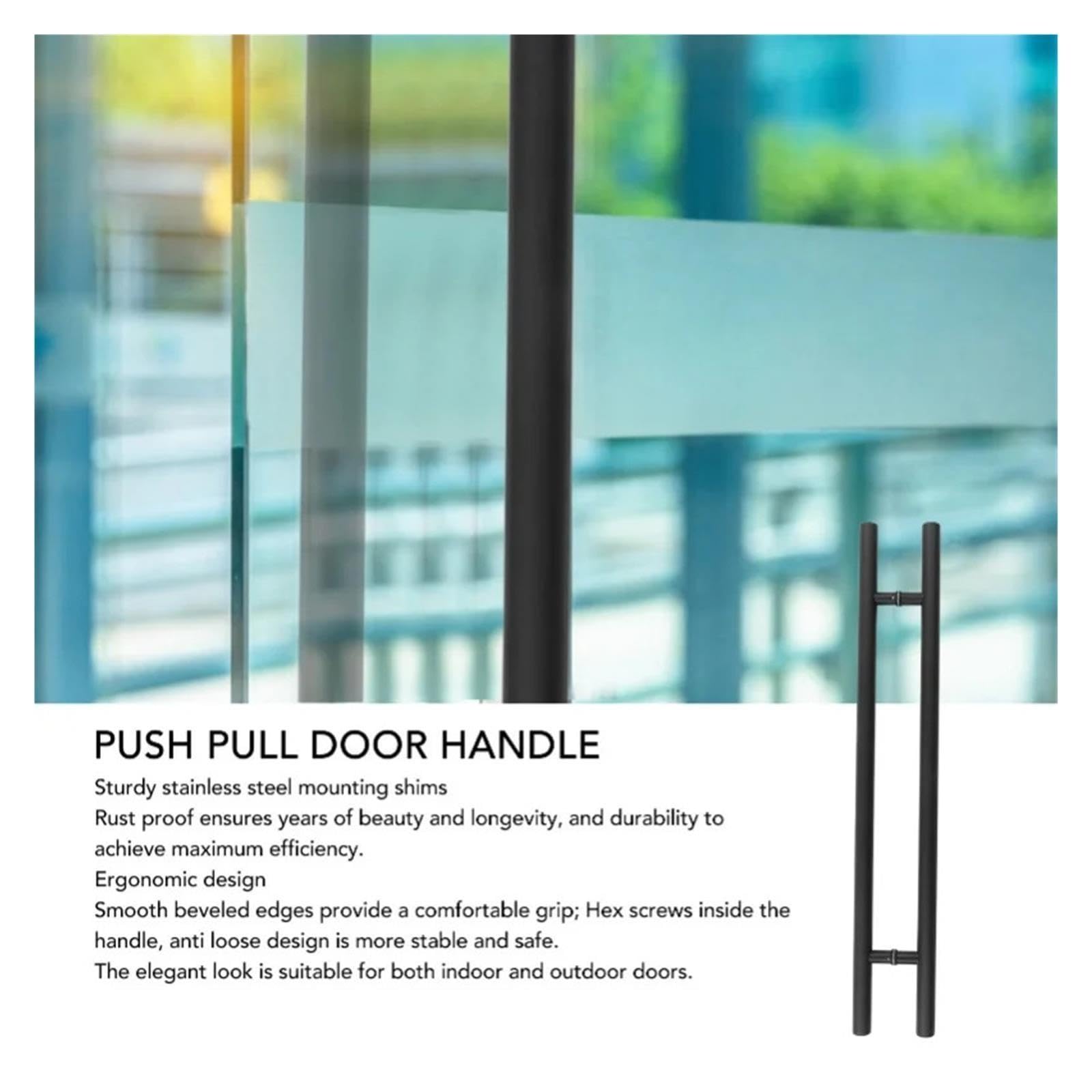 Manija De Puerta De Vidrio De Acero Inoxidable Negro, De Vaivén For Entrada