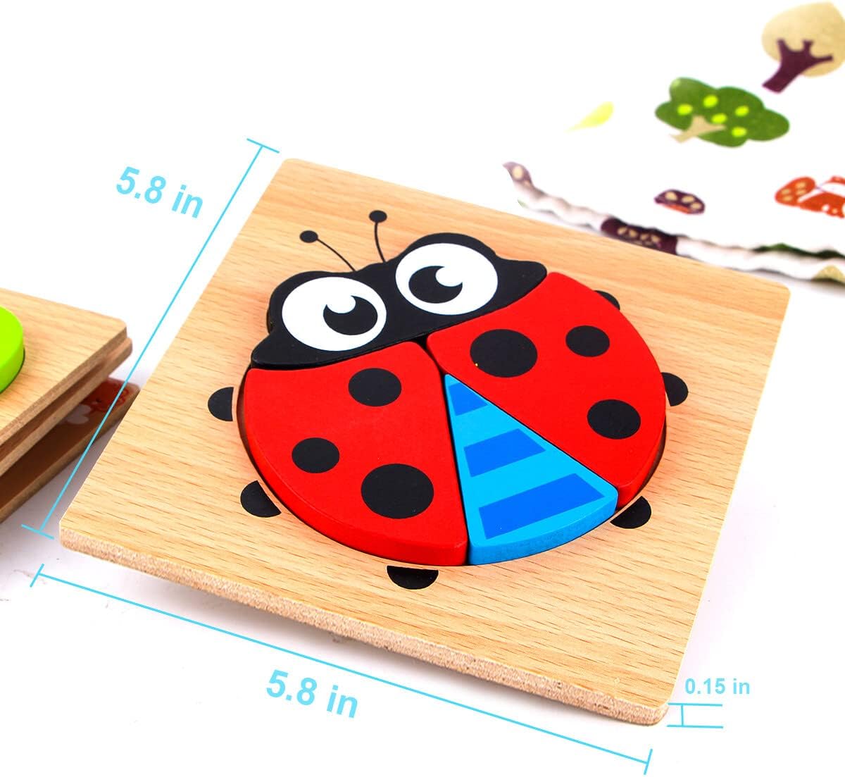 SKYFIELD Wooden Animal Puzzles for Toddlers 1 2 3 Years Old, Boys & Girls Educational Toys Gift with 4 Animal Patterns, Bright Vibrant Color Shapes, Customize Gift Box Ready