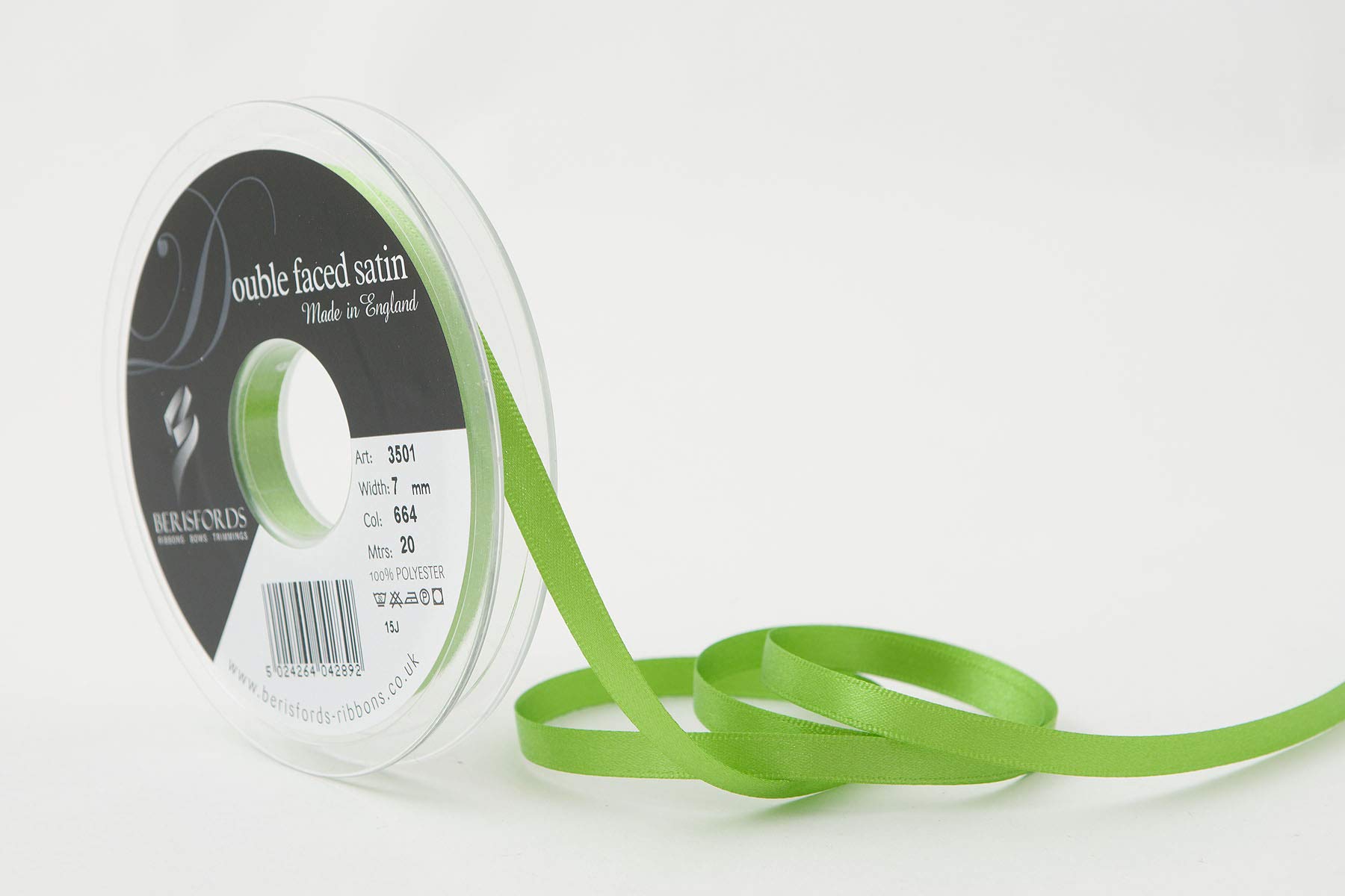 Berisfords Double FACE Poly Satin Ribbon, Meadow, 7 mm — image 1