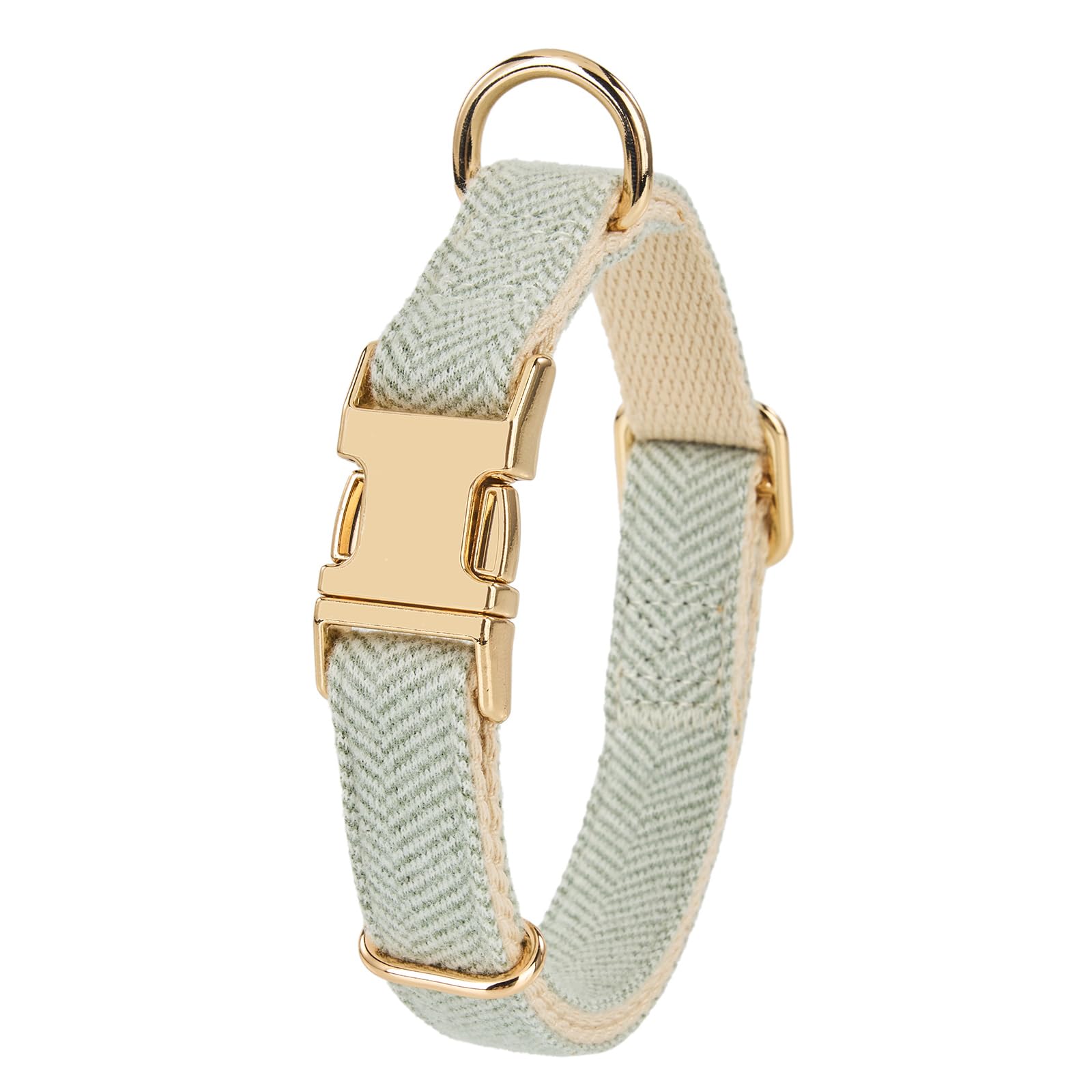 Petiry Tweed Medium Dog Collar with Quick Release Metal Buckle,Sage Green