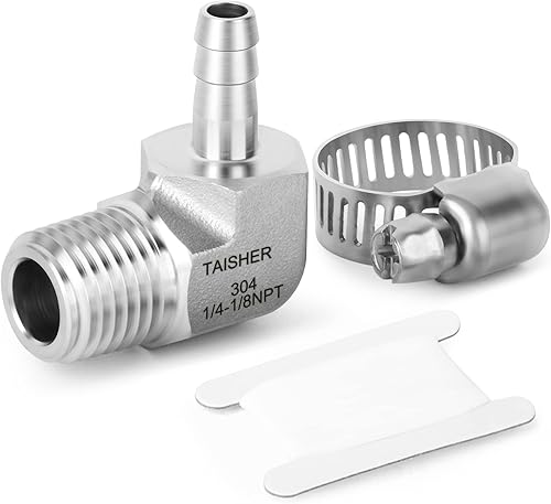 Miniatura 84 de TAISHER 1 PIEZA Accesorio de Manguera Codo de Acero Inoxidable 304 de 90 Grados - Púa de 1" x Púa de 1" para Combustible/Aire/Líquido/Gas con 2