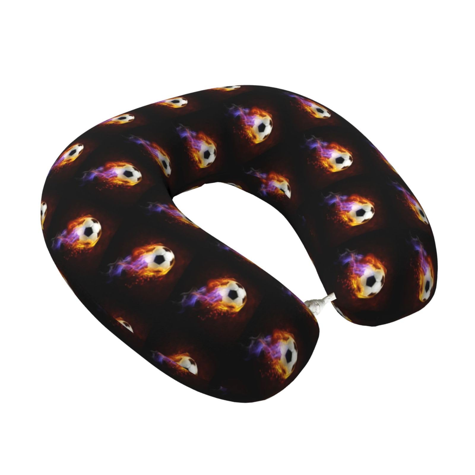 LKYMOH Fire Football(1), Travel Neck Pillow U-Shaped Memory Neck Support Soft Comfortable With Washable Cover For Airplane Car Traveling and Office