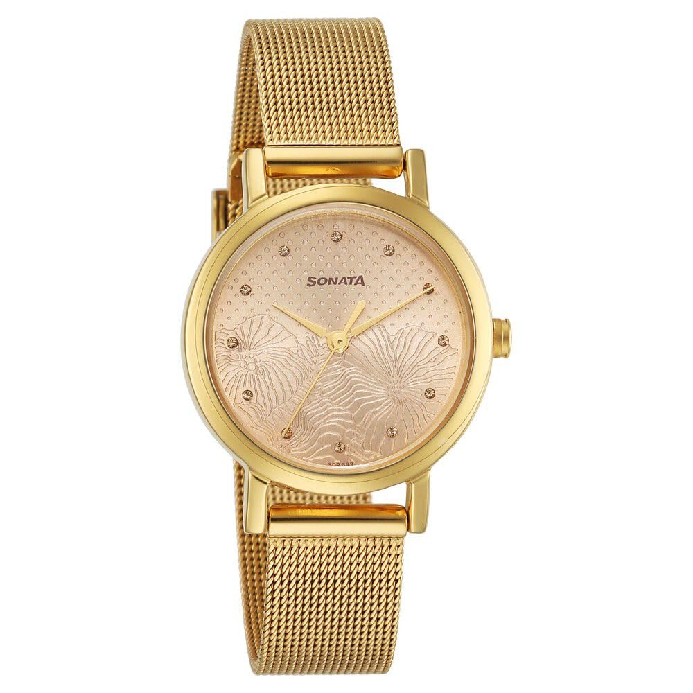 Sonata Quartz Analog Rose Gold Stainless Steel Strap for Women-8174YM05 (B0CSPJ24RF) Amazon Price History, Amazon Price Tracker