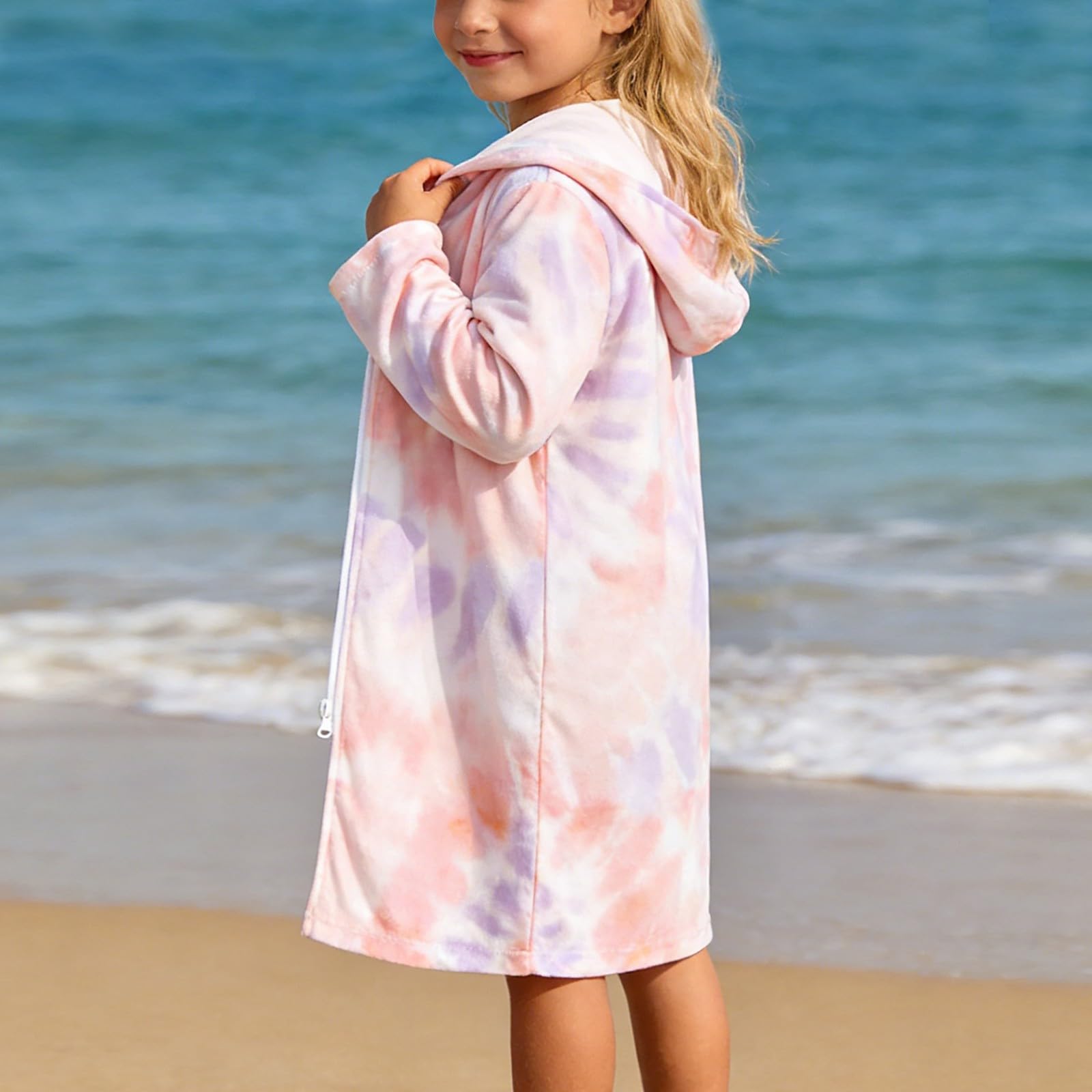 Costume da Bagno Rash Guard per Bambine con Cappello sovrapposto, Stile Canotta Stampata, giocoso con Protezione Solare per Spiaggia