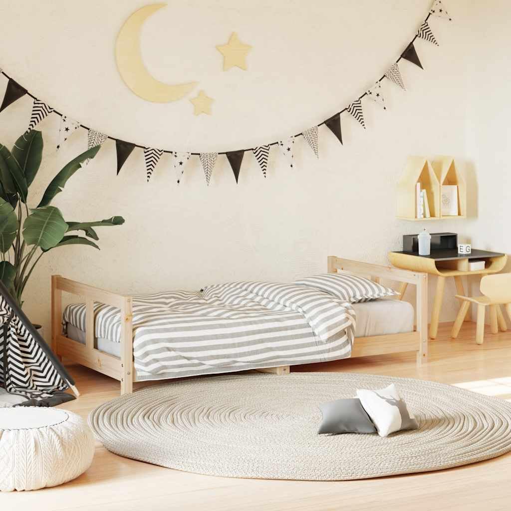 Cama infantil de 80 x 160 cm en pino macizo con somier para niños desde 4 años